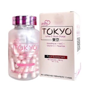 Aishi Tokyo Food Supplement - 60 Capsules Glutathione + NAC + Vitamin C + Rosehip