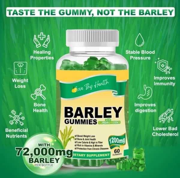 Original Barley Gummies (60 Gummies) 1200 mg | Weight Loss | Bone and Joint Health | High in Fiber Vitamins and Minerals | Protection for Chronic Diseases | reduce risk of cancer and heart disease | Anti- Aging | Weight Loss