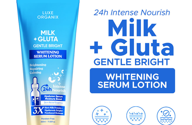 Luxe Organix Milk + Gluta Gentle Bright Whitening Serum Lotion – 350ml