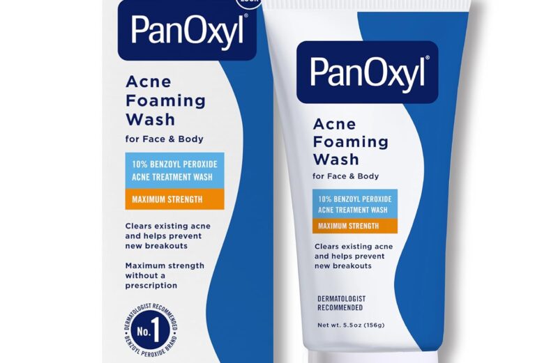 PanOxyl Acne Foaming Wash Benzoyl Peroxide 10% Maximum Strength Antimicrobial, 5.5 Oz