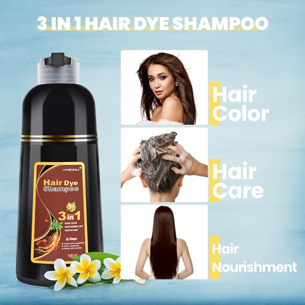 Meidu Hair Dye Shampoo 3 in 1 ( 4.0 Coffee Brown ) - 500ml - Image 4