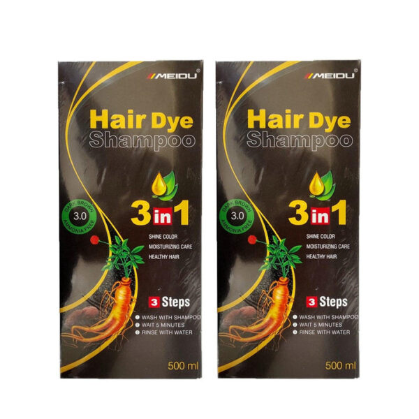 Meidu Hair Dye Shampoo 3 in 1 ( 3.0 Dark Brown ) - 2 × 500ml (Offer) - Image 2