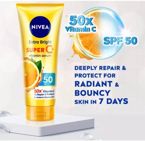 Nivea Extra Bright Super C+ Vitamin Body Serum SPF50 PA+++ 320 ml - Image 3