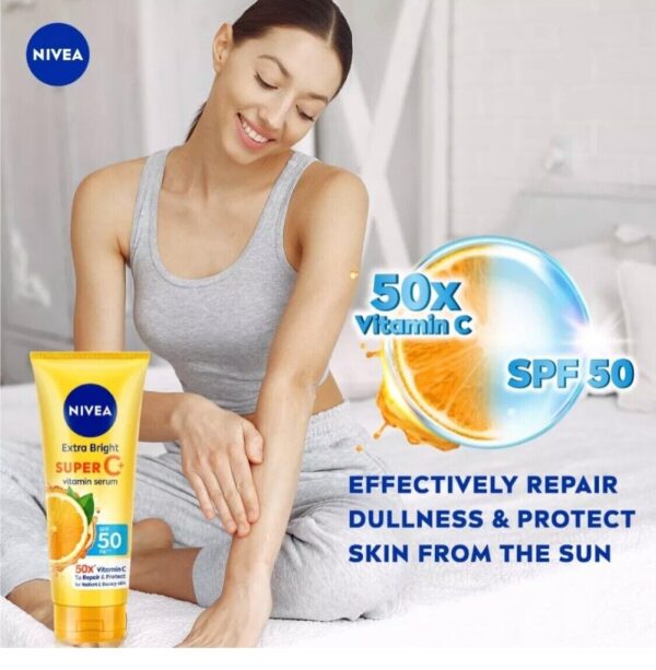 Nivea Extra Bright Super C+ Vitamin Body Serum SPF50 PA+++ 320 ml - Image 5