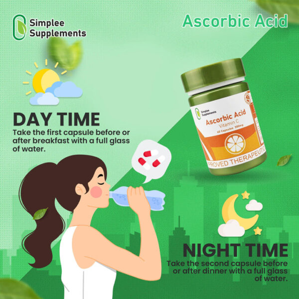 Simplee Ascorbic Acid Vitamin C 60 capsules - Image 2